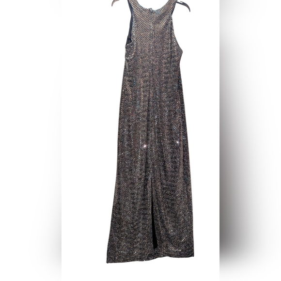 Molly Malloy Evening Gown Silver Sequin Dress Size 18 With Split In Back - Picture 2 of 10